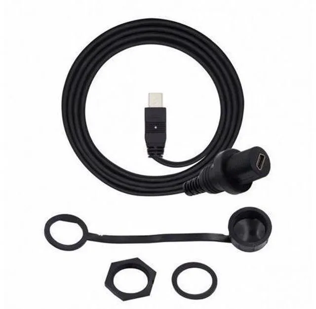 Alt view image 3 of 7 - 1m Waterproof Dustproof 480Mbps Mini USB2.0 5Pin Male to Female Extension Data Power Cable Car Panel Mount Design