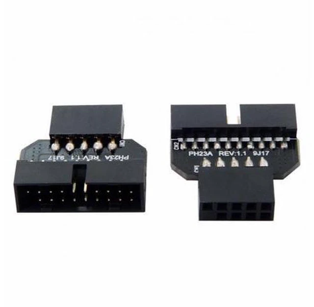 Alt view image 3 of 7 - 1set Reversible USB 2.0 9Pin Housing to Motherboard USB 3.0 20pin Header Female Adapter