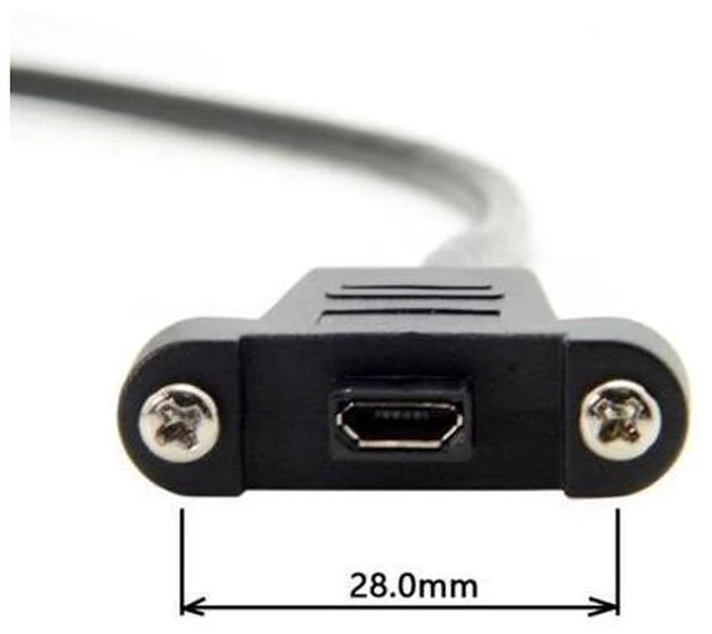 Alt view image 2 of 6 - Micro USB 5Pin Male to Female Extension Panel Mount Type Cable with Screws 50cm U2-351-0.5M