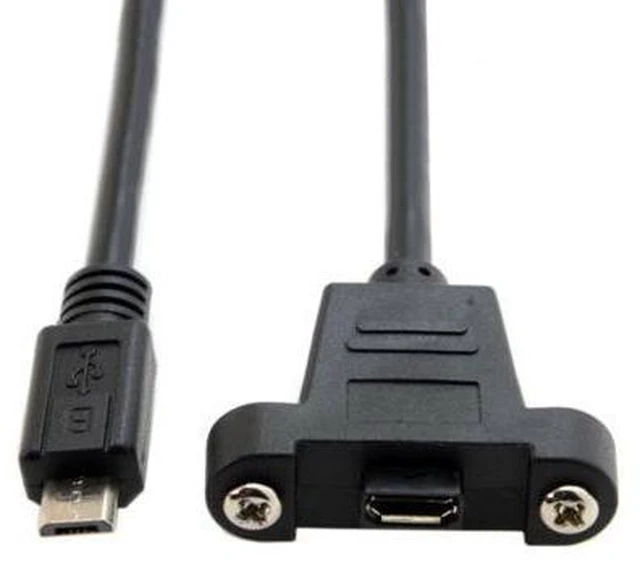 Alt view image 3 of 6 - Micro USB 5Pin Male to Female Extension Panel Mount Type Cable with Screws 50cm U2-351-0.5M