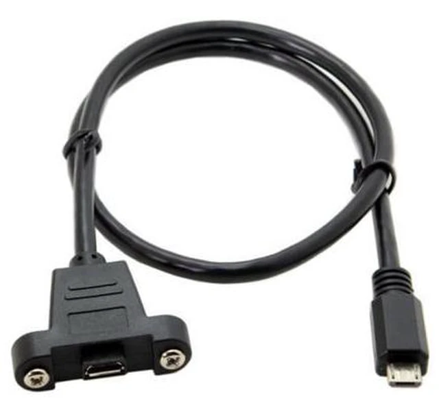 Alt view image 6 of 6 - Micro USB 5Pin Male to Female Extension Panel Mount Type Cable with Screws 50cm U2-351-0.5M