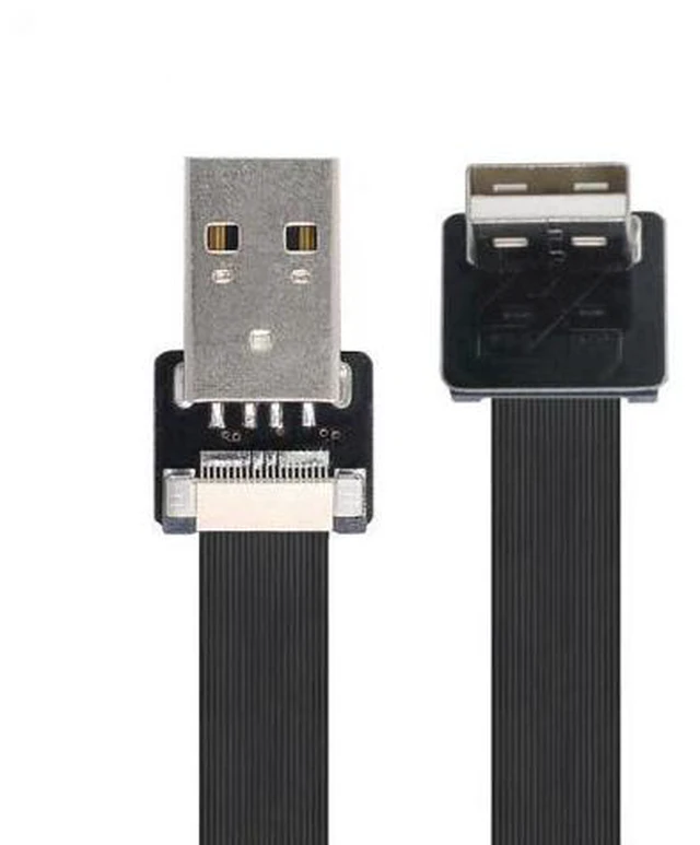 Alt view image 3 of 6 - 0.5M Down Angled USB 2.0 Type-A Male to Type-A Male Data Flat Slim FPC Cable 90 Degree for FPV & Disk & Scanner & Printer