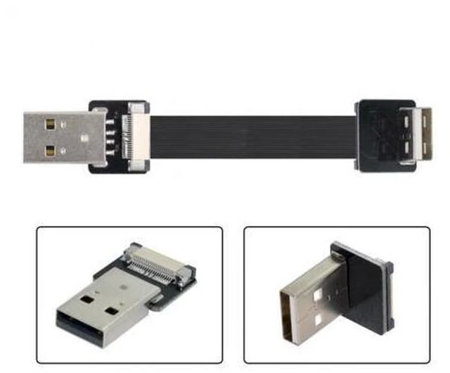 Alt view image 4 of 6 - 0.5M Down Angled USB 2.0 Type-A Male to Type-A Male Data Flat Slim FPC Cable 90 Degree for FPV & Disk & Scanner & Printer
