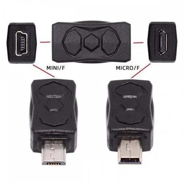 Alt view image 2 of 7 - 3pcs/lot Micro USB 2.0 to Mini USB 5Pin Male to Female Extension Data Power Adapter