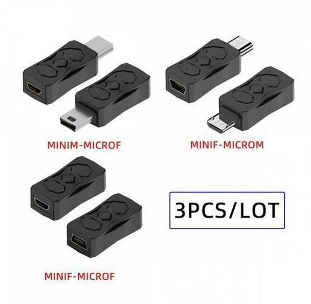 Alt view image 3 of 7 - 3pcs/lot Micro USB 2.0 to Mini USB 5Pin Male to Female Extension Data Power Adapter