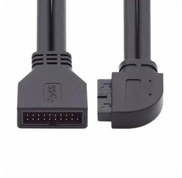 Alt view image 2 of 7 - Left Angled USB 3.0 20Pin 19Pin Male to Female Extension 5Gbps Cable 90 Degree for Motherboard Mainboard