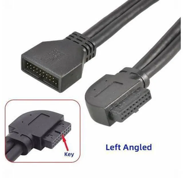 Alt view image 3 of 7 - Left Angled USB 3.0 20Pin 19Pin Male to Female Extension 5Gbps Cable 90 Degree for Motherboard Mainboard
