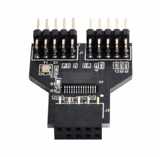 Alt view image 4 of 7 - Motherboard 9pin USB 2.0 Header 1 to 2 Female Extension HUB Connector Adapter Port Multilier