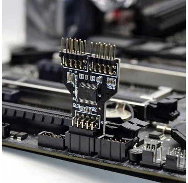 Alt view image 5 of 7 - Motherboard 9pin USB 2.0 Header 1 to 2 Female Extension HUB Connector Adapter Port Multilier