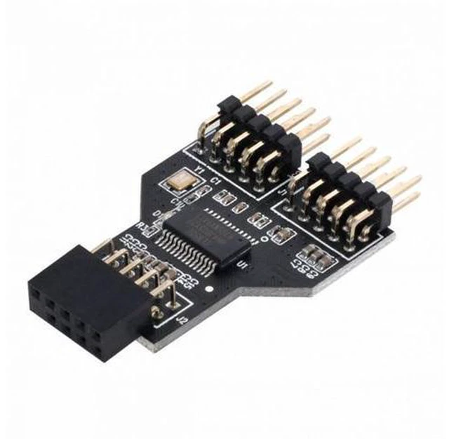 Alt view image 7 of 7 - Motherboard 9pin USB 2.0 Header 1 to 2 Female Extension HUB Connector Adapter Port Multilier