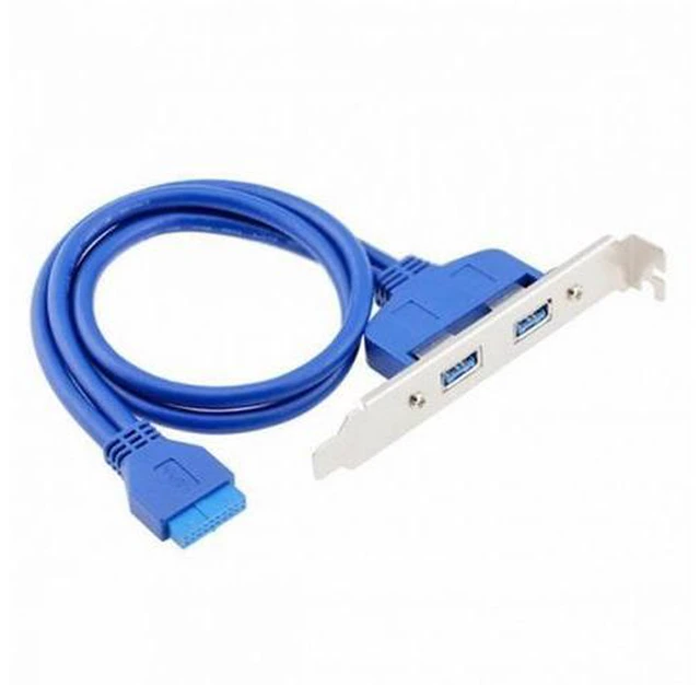 Alt view image 4 of 7 - Internal Dual USB 3.0 Female Mount Panel to Motherboard 20pin Cable with PCI Bracket 50cm