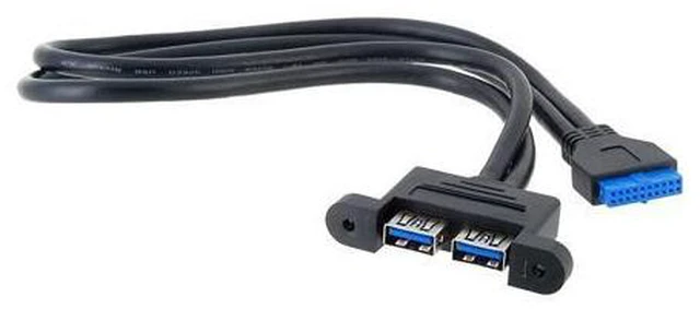 Alt view image 2 of 5 - Dual Port USB 3.0 Female Panel Type to Motherboard 20Pin Header cable 50cm U3-043-0.5M