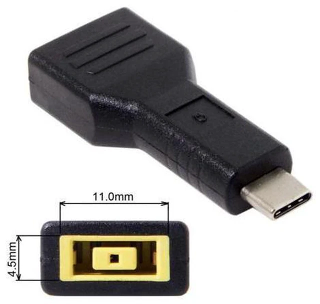 Alt view image 3 of 5 - SM Rectangle Jack Lenovo Input to USB-C Type-C Power Plug Charge Adapter for Laptop Phone
