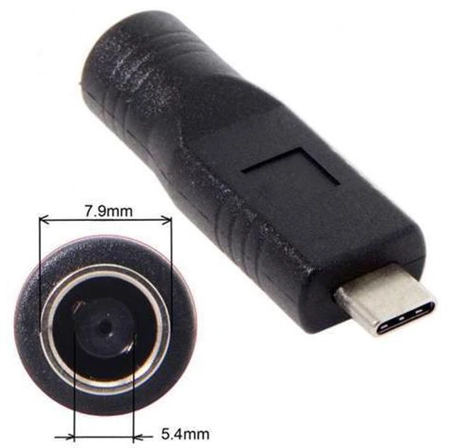 Alt view image 3 of 6 - SM DC Jack 7.9*5.4mm Input to USB-C Type-C Power Plug Charge Adapter for Laptop Phone