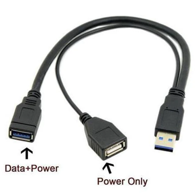 Alt view image 5 of 5 - HKCY U3-041 Black USB 3.0 Male to Dual USB Female Extra Power Data Y Extension Cable for 2.5" Mobile Hard Disk