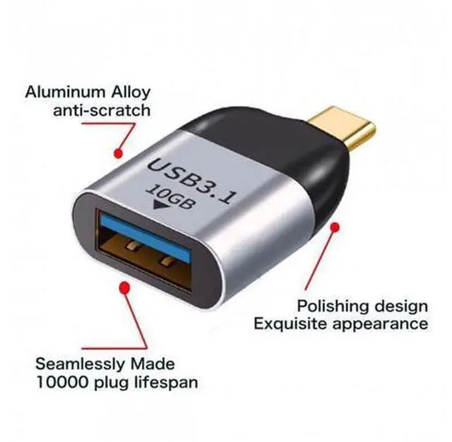 Main image of SM USB 3.1 Type C Male Host to USB3.0 Type A Female OTG Data 10Gbps Adapter for Laptop & Phone