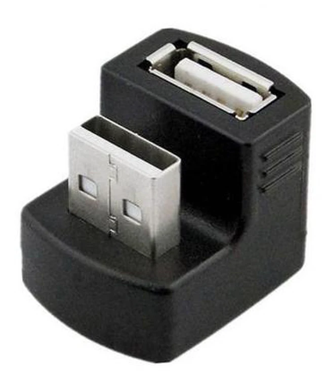 Alt view image 3 of 6 - Up Angled USB 2.0 Adapter A Male to Female Extension 90 180 360 Degree Black U2-099-UP