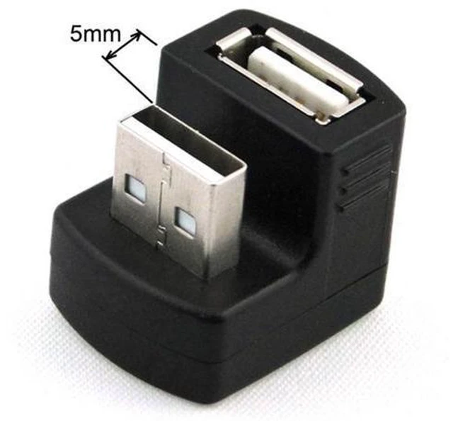 Alt view image 5 of 6 - Up Angled USB 2.0 Adapter A Male to Female Extension 90 180 360 Degree Black U2-099-UP