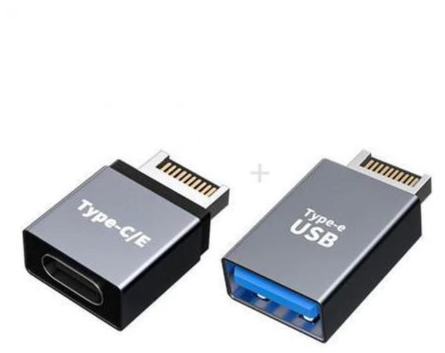 Main image of 2pcs USB 3.1 Front Panel Header Male Type-E to Type-A & Type-C USB-C Motherboard Extension Data Adapter