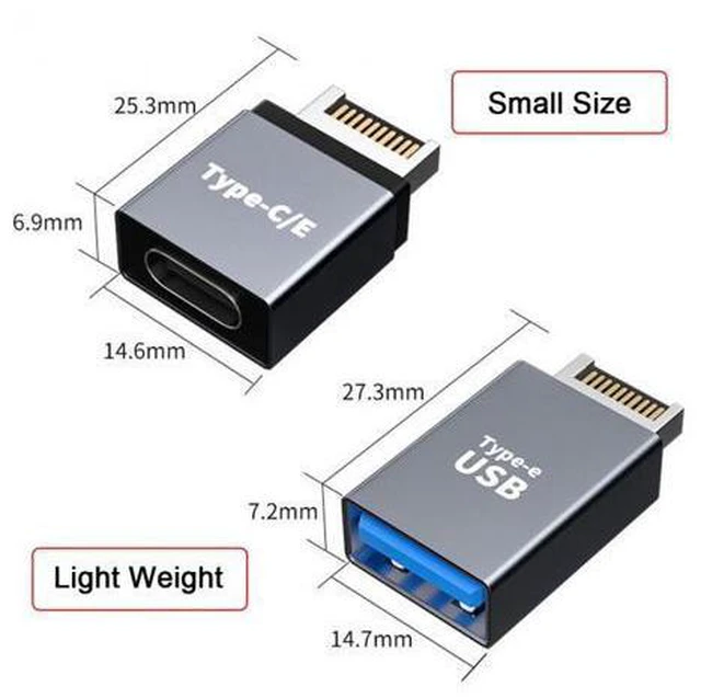 Alt view image 4 of 7 - 2pcs USB 3.1 Front Panel Header Male Type-E to Type-A & Type-C USB-C Motherboard Extension Data Adapter