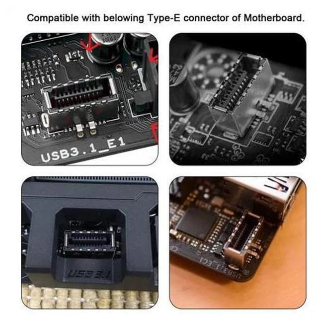 Alt view image 6 of 7 - 2pcs USB 3.1 Front Panel Header Male Type-E to Type-A & Type-C USB-C Motherboard Extension Data Adapter