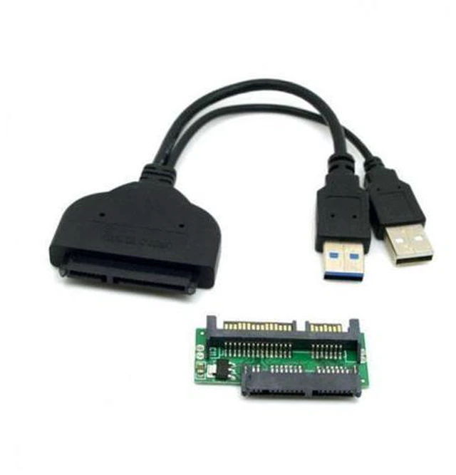 Main image of HKCY U3-067+SA-076 1set USB 3.0 to SATA 22PinSATA to Micro SATA Adapter for 1.8" 2.5" Hard Disk Driver With Extral USB Power Cable