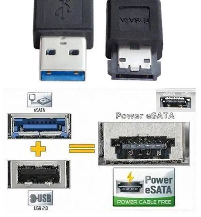 Alt view image 2 of 7 - SM USB 3.0 to Power Over eSATA DC5V Adapter USB2.0 to HDD/SSD/ODD eSATAp Converter