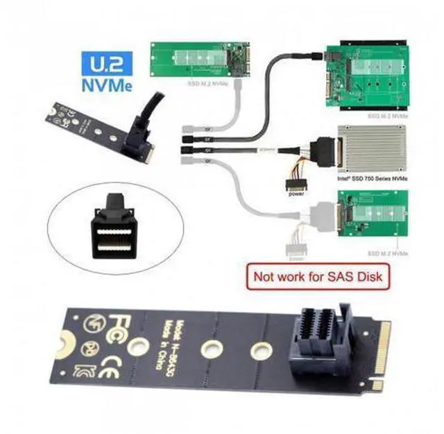 Alt view image 5 of 7 - 22x80mm U.2 Kit SFF-8639 NVME PCIe4.0 SSD Adapter for Mainboard SSD 750 p3600 p3700 M.2 SFF-8643 Mini SAS HD