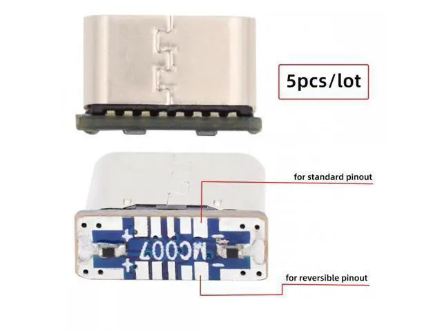 Alt view image 3 of 7 - 5pcs/lot DIY Solder Type-C Female Socket Connector Replace for Micro-USB 5Pin Female SMT Type DC 5V Power