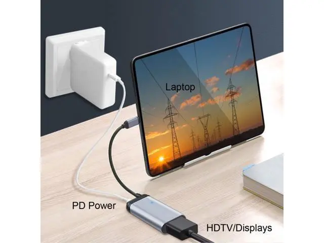 Alt view image 5 of 7 - USB-C Type C to HDMI Converter HDTV Adapter 4K 60hz 1080p with Female PD Power Port