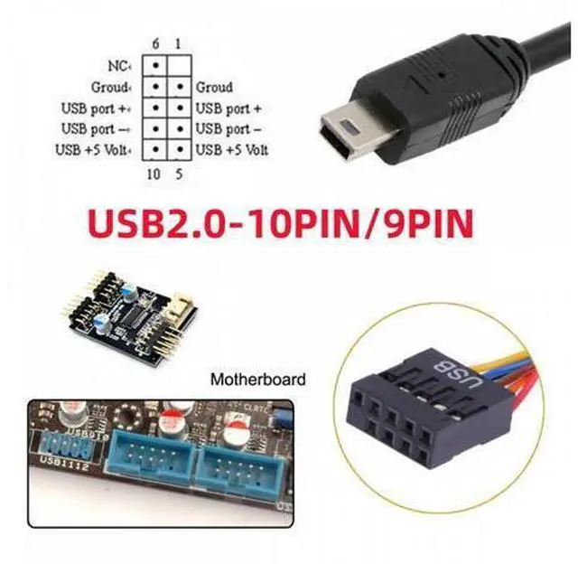 Alt view image 4 of 7 - USB 2.0 Motherboard 9pin 10pin Header to Mini USB 5Pin Cable 50cm for Mini Monitor Sensor Panel Camera
