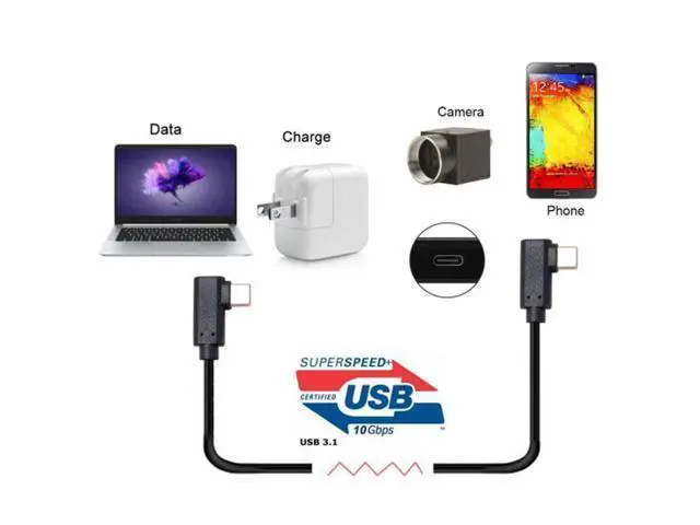 Alt view image 5 of 7 - USB-C Type-C to Type-C Cable Gen2 10Gbps 65W Dual 90 Degree Left Right Angled Type