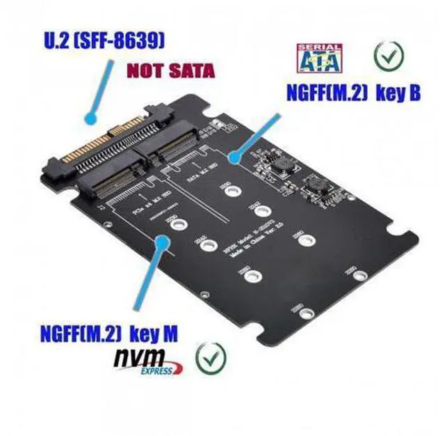 Alt view image 5 of 7 - HKCY SA-026 SFF-8639 NVME U.2 to Combo NGFF M.2 M-key SATA PCIe SSD Adapter for Mainboard Replace SSD 750 p3600 p3700