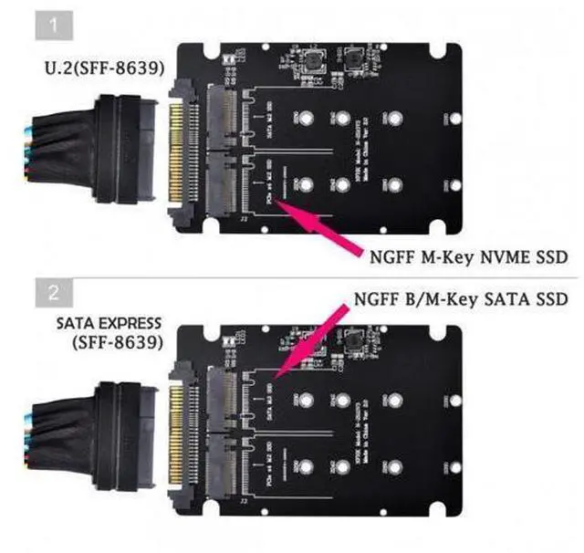 Alt view image 7 of 7 - HKCY SA-026 SFF-8639 NVME U.2 to Combo NGFF M.2 M-key SATA PCIe SSD Adapter for Mainboard Replace SSD 750 p3600 p3700
