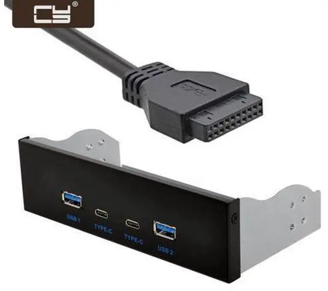 Main image of USB-C & USB 3.0 HUB 4 Ports Front Panel to Motherboard 20Pin Connector Cable for 5.25" CD-ROM Bay U3-111