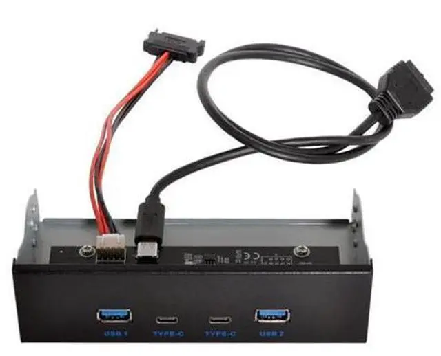Alt view image 5 of 7 - USB-C & USB 3.0 HUB 4 Ports Front Panel to Motherboard 20Pin Connector Cable for 5.25" CD-ROM Bay U3-111