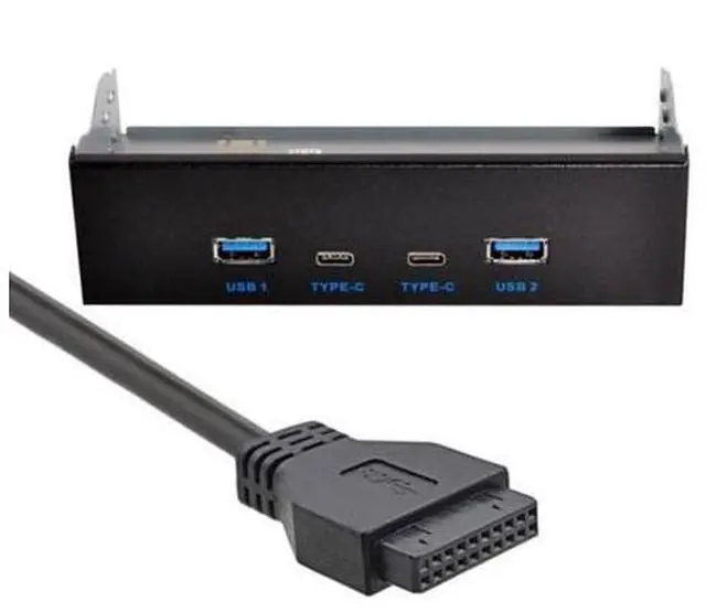 Alt view image 4 of 7 - USB-C & USB 3.0 HUB 4 Ports Front Panel to Motherboard 20Pin Connector Cable for 5.25" CD-ROM Bay U3-111