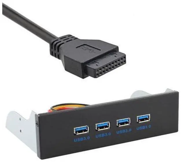 Alt view image 3 of 6 - USB 3.0 HUB 4 Ports Front Panel to Motherboard 20Pin Connector Cable for 5.25" CD-ROM Bay U3-110