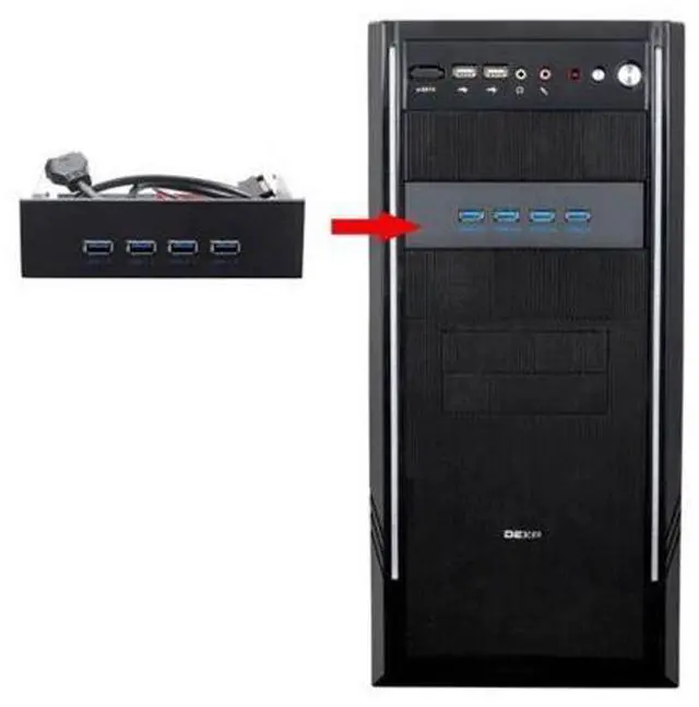 Alt view image 6 of 6 - USB 3.0 HUB 4 Ports Front Panel to Motherboard 20Pin Connector Cable for 5.25" CD-ROM Bay U3-110