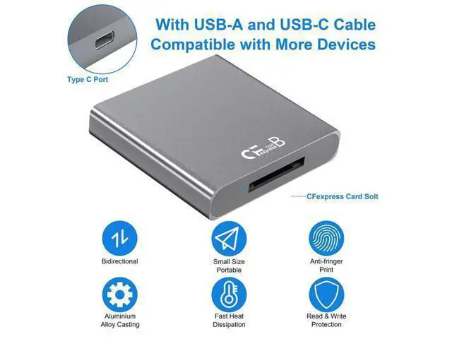 Alt view image 5 of 7 - USB3.1 Type-C USB3.0-A to CF Express Extension Card Reader for CFE Type-B Support R5 Z6 Z7 CFB Memory Card