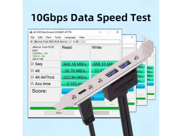 Alt view image 4 of 7 - Cable 10Gbps USB3.0 Motherboard 19/20Pin & Type-E to USB-C Type-C & USB 3.0 Dual Ports Female PCI-E Back Panel 5Gbps Cable