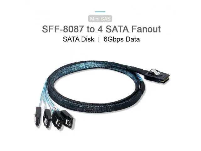 Alt view image 7 of 7 - 50CM Internal Mini SAS SFF-8087 Host to 4 SATA 7pin Target Hard Disk 6Gbps Data Server Raid Cable