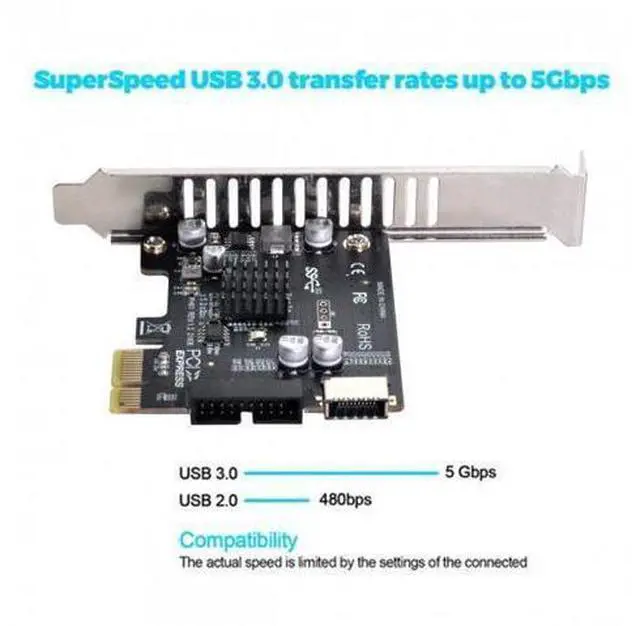 Alt view image 3 of 7 - HKCY UC-039 5Gbps Type-E USB 3.1 Front Panel SocketUSB 2.0 to PCI-E 1X Express Card VL805 Adapter for Motherboard