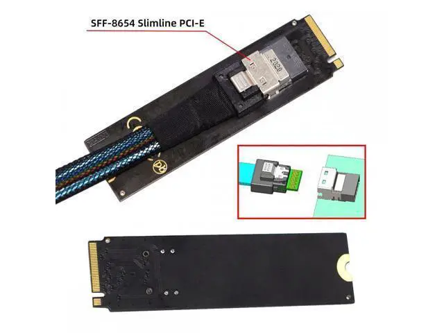Alt view image 6 of 7 - NGFF M-Key NVME to U.2 U2 Kit SFF-8639 to SFF-8654 Slimline SAS PCIe SSD Adapter for Mainboard