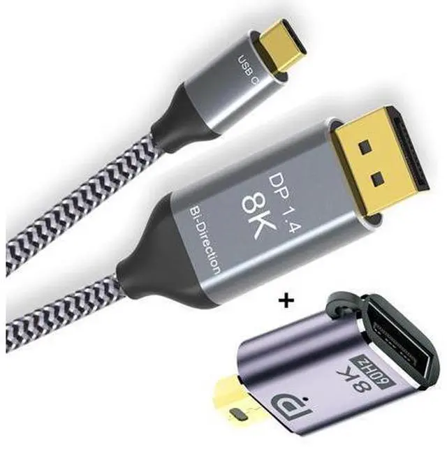 Main image of Reversible Mini DisplayPort DP Source to USB 3.1 Type C USB-C Displays Male 8K HDTV Cable for Laptop Monitor 1.8m