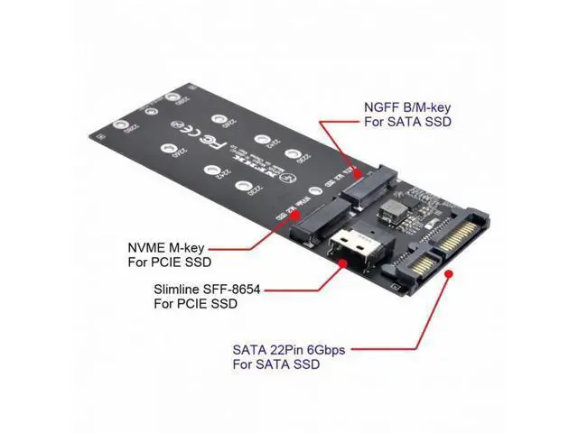 Alt view image 3 of 7 - SFF-8654 to U2 Kit NGFF M-Key to Slimline SAS NVME PCIe SSD SATA Adapter for Mainboard