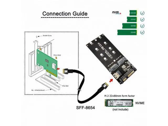 Alt view image 5 of 7 - SFF-8654 to U2 Kit NGFF M-Key to Slimline SAS NVME PCIe SSD SATA Adapter for Mainboard