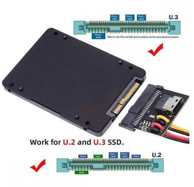 Alt view image 7 of 7 - SFF-8654 Slimline Female Host to U.2 U.3 SFF-8639 NVME PCIe PCI-Express SSD Adapter for Mainboard