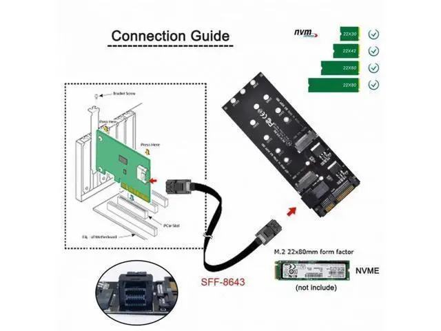 Alt view image 5 of 7 - SFF-8643 to U2 Kit NGFF M-Key to HD Mini SAS NVME PCIe SSD SATA Adapter for Motherboard