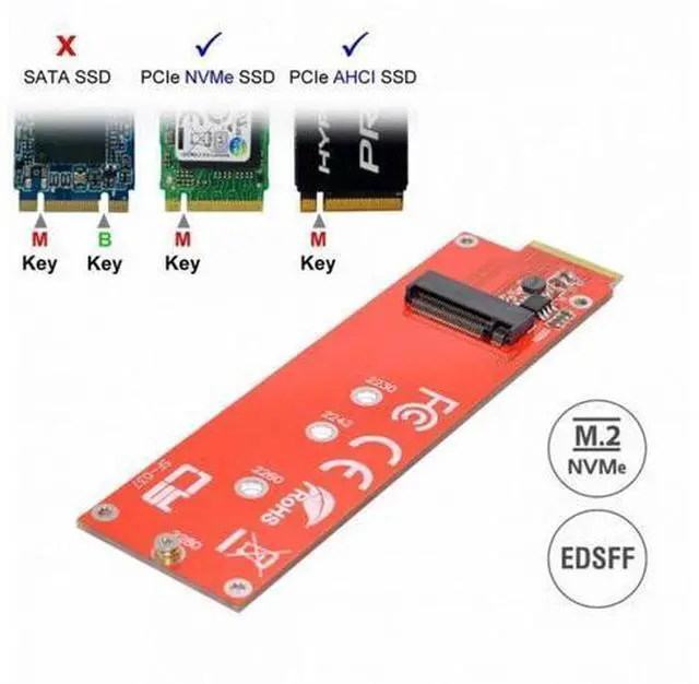 Alt view image 4 of 7 - NVMe NGFF M-key 4X Host Adapter to Ruler 1U GEN-Z EDSFF Short SSD E1.S Carrier Adapter